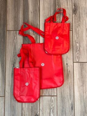 Lululemon Red Tote Bag Bundle Small Large Logo Shopper